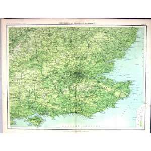   Bartholomew Map England 1891 London Kent Isle Wight