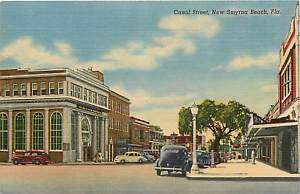 FL NEW SMYRNA BEACH CANAL ST TOWN VIEW EARLY T15119  