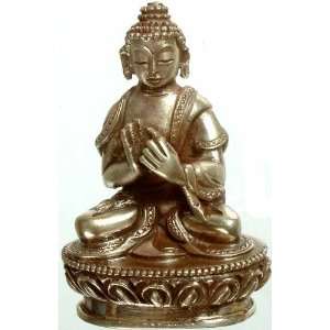  Buddha in Dharma Chakra Mudra   Sterling Silver
