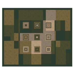   109 x 132 Deep Olive Bloques Area Rug 7424 77 280