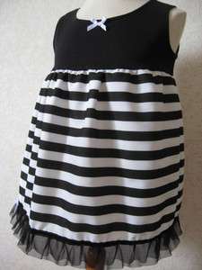 Mini Goth Baby Black White Emo,Rock Striped Top/Dress  