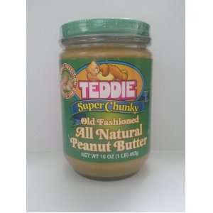 Teddie Super Chunky Old Fashioned All Natural Peanut Butter 16oz Jar 