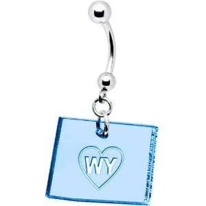  Light Blue State of Wyoming Belly Ring Jewelry