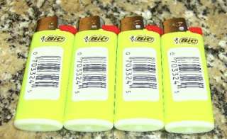 LOT OF 4 BIC MINI LIME GREEN LIGHTERS FREE SHIP NEW  