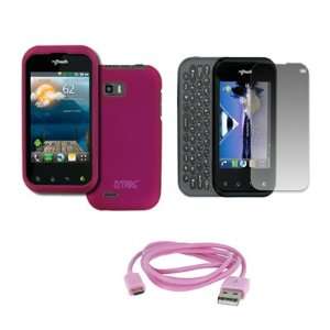 com EMPIRE LG MyTouch Q C800 Rubberized Case Cover (Hot Pink) + USB 2 