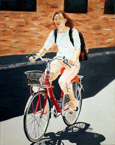   AUTHENTING OIL PAINTING by Ezi   Bicycling in Florence Italy  