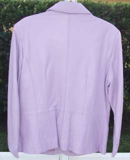 TERRY LEWIS LILAC PURPE NOTCHED COLLAR BUTTON LAMB LEATHER JACKET 