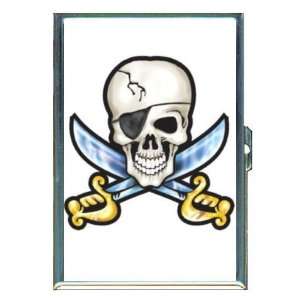 Skull Pirate Swords Tattoo ID Holder, Cigarette Case or Wallet MADE 