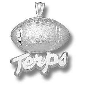 Maryland Terrapins Solid Sterling Silver TERPS Football Pendant 