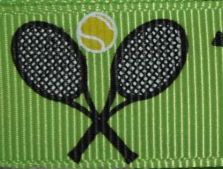 Tennis Racket Ball Sports Grosgrain Ribbon U PICK COLOR  