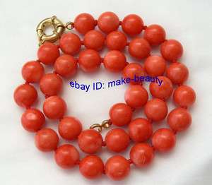 super big 12mm round red natural coral necklace 9K clasp  