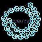 Blue Peace Sign Turquoise Gem Stone Loose Beads 15mm  