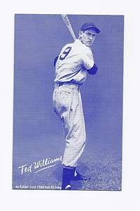 RARE 1980 EXHIBIT BLUE TED WILLIAMS HALL OF FAME CARD  
