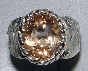 Imperial Topaz Sterling Silver & 18k Gold Ornate Ring  
