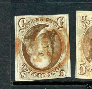 Scott #1 Franklin Imperf Used Stamp (Stock #1 21)  