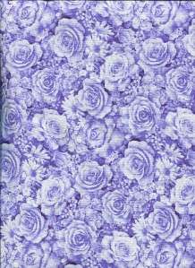 TEACUPS & ROSES LAVENDER FLOR TONAL Cotton Quilt Fabric  