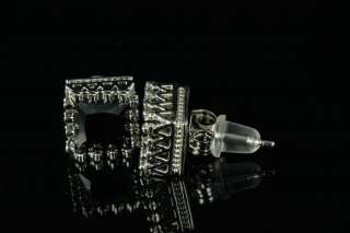 Sterling Silver 3.33ct Crown set Black CZ Stud Earrings  