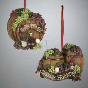   Inch Resin 3D Wine Barrel Ornament, Set of 2