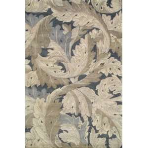   Teal Blue Leaves Contemporary 96 x 136 Rug (AQ 03)