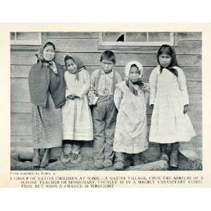  1913 Halftone Print Native Children Village Arrival Teacher 