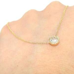 75 ct 14k Yellow Gold White Round Cut Real Diamond Solitaire Pendant 