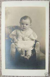 VINTAGE Baby Boy Black and White Postcard 1930s  