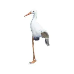   Large Bird Stork 6 1/2 Standing, Feather, White/Brown