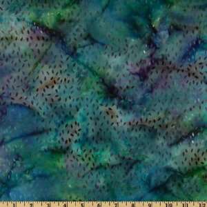  44 Wide Bali Batik Specs Blue/Green Fabric By The Yard 