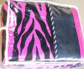 Pink & Black Flocked Silk Zebra Drape Set  