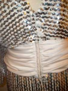 Vintage LILLI DIAMOND Silver Sequined Formal Dress 16  