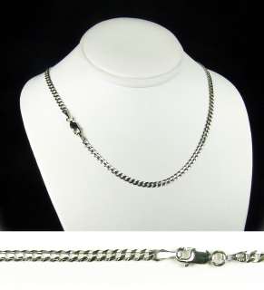14K White Gold Curb Cuban Chain Necklace 3.2mm 20  