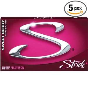 Stride Gum, Sweet Berry (3 Pack), 14 Piece Packs (Pack of 5)  
