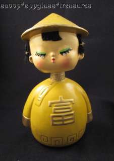   Vintage Geisha Girl Japan Nodder Bobble Head Bank Rhinestone Eyes