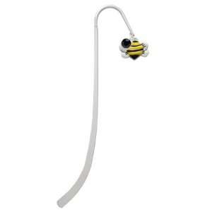   Bumble Bee Silver Plated Charm Bookmark with Jet Black Swarovski Drop