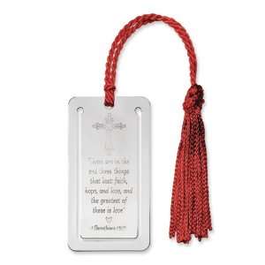   Silver 1 Corinthians 1313 Bookmark with red tassel