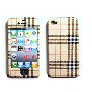 Brown with Black and Red Checker Plaid Fabric Apple Iphone 4 Gen / 4th 