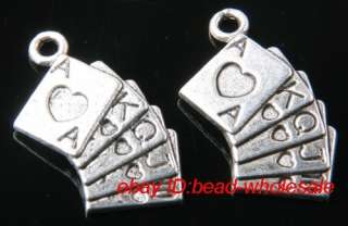 Free 14pcs tibetan silver playing card charms pendants  