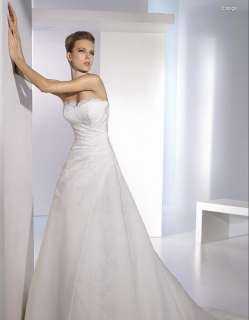   White Ivory A line Strapless Wedding Dress Bridal Gown Sz Free New Tot
