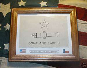 Framed Texas Revolution, Gonzales Flag, COME AND TAKE IT FLAG  