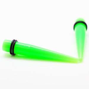 Green Neon Ear Taper & Stretcher Gauge Ear Plugs ~ 0G ~ 8mm ~ Sold as 
