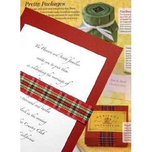  Wedding Invitations Kit Scarlet Red with Red Plaid Wrap 