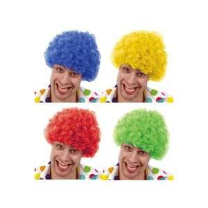  CLOWN WIG FUN COLOUR AFRO WIG BLUE, RED, YELLOW OR GREEN 