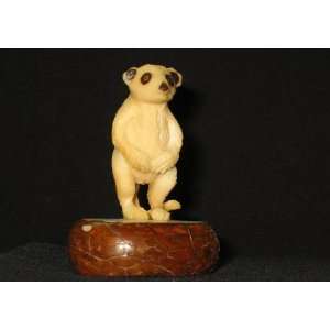  Ivory Meerkat Tagua Nut Figurine Carving, 1.6 x 1.2 x 2.4 