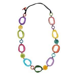  Multi Color Open Circle Tagua Necklace