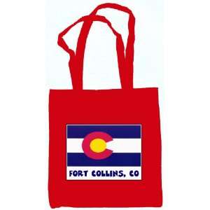 Fort Collins Colorado Souvenir Tote Bag Red