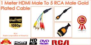 1M Meter HDMI to HD 5RCA RGB Audio Video AV Component IN OUT Cable for 