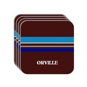 Personal Name Gift   ORVILLE Set of 4 Mini Mousepad Coasters (blue 