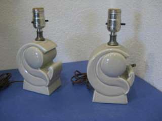 vtg 50s California Pottery Table Boudoir Bedroom Lamps  