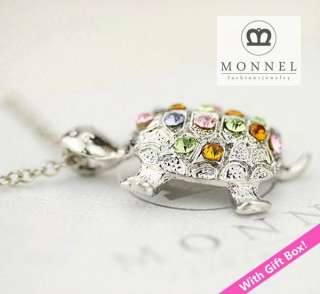 R155 Crystal Turtle Pendant Necklace (+Gift Box)  