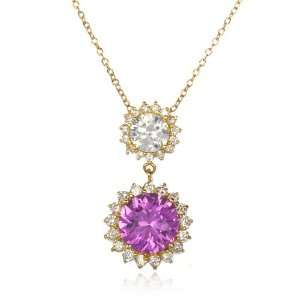  SYNTHETIC ROUND PINK SAPPHIRE PENDANT 18 CHELINE 